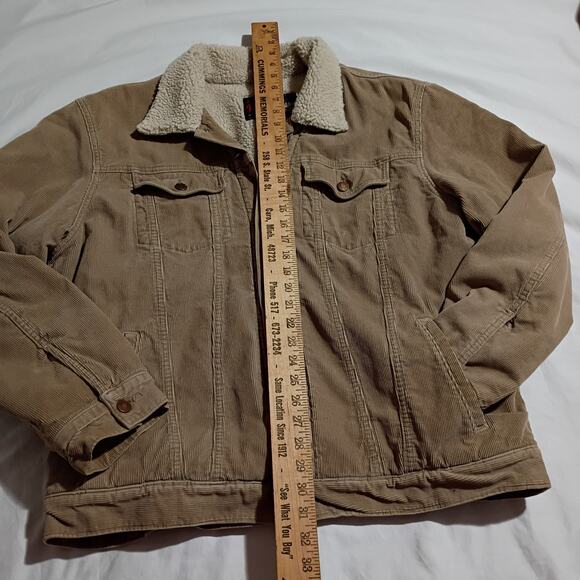 Old Navy Vintage Men's XL Corduroy Sherpa Lined Jacket Tan Easy Care Snap-Front - Picture 7 of 11
